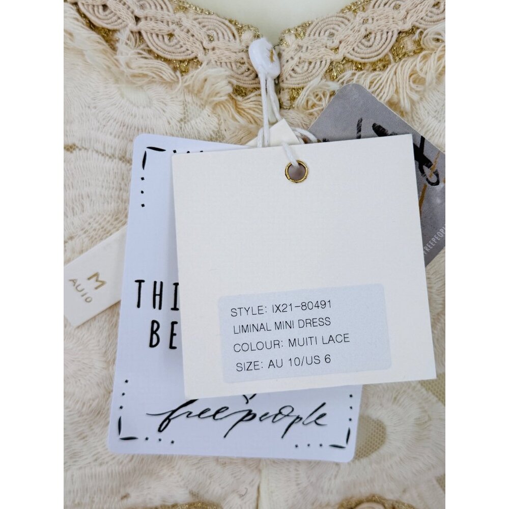 NWT Free People Ixiah Liminal Ivory Lace Ruffle Mini Dress | Grunge Fairycore 6 - Picture 14 of 16